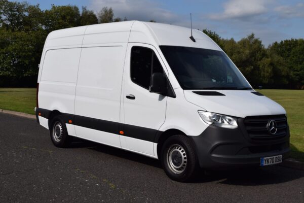 large white mercedes-benz van