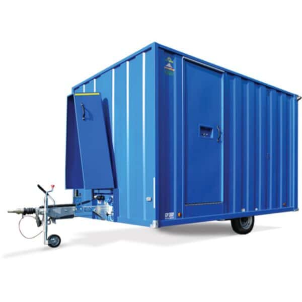 Blue towable welfare unit