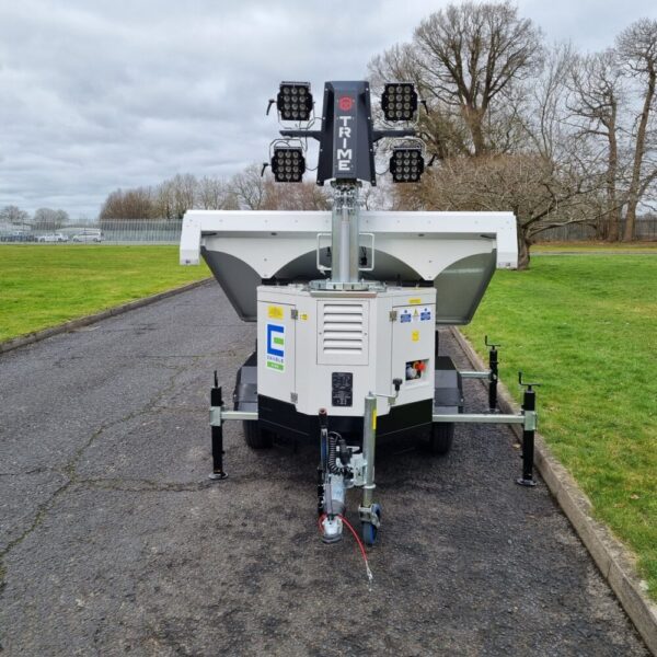 Folded up view of the portable construction lighting hire